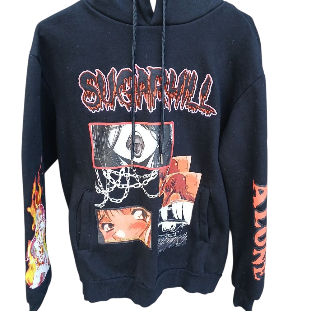 SUGARHILL Black Graphic Hoodie.         Size Small.